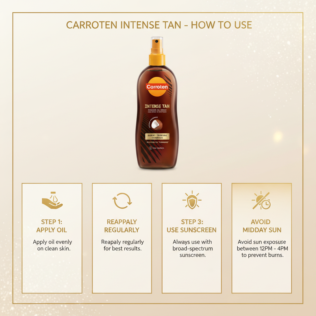 How to use - Carroten Intense Tan Tanning Oil Spray