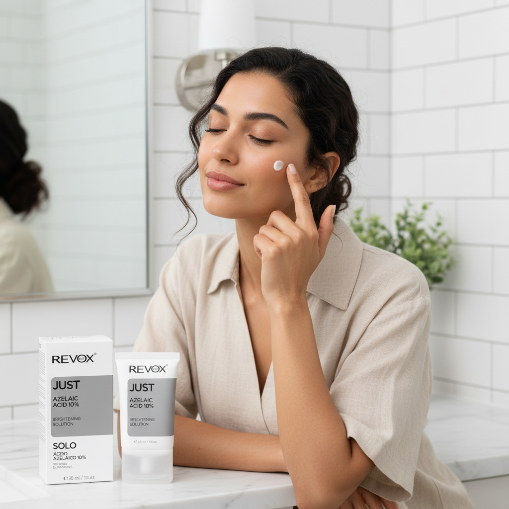Egyptian model applying REVOX B77 JUST Azelaic Acid 10%