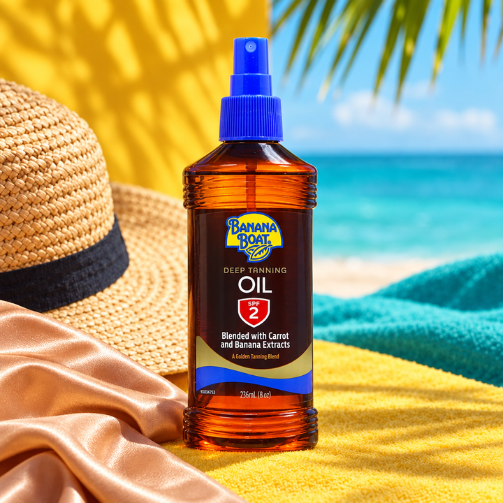 Banana Boat Deep Tanning Oil SPF2 beach still life