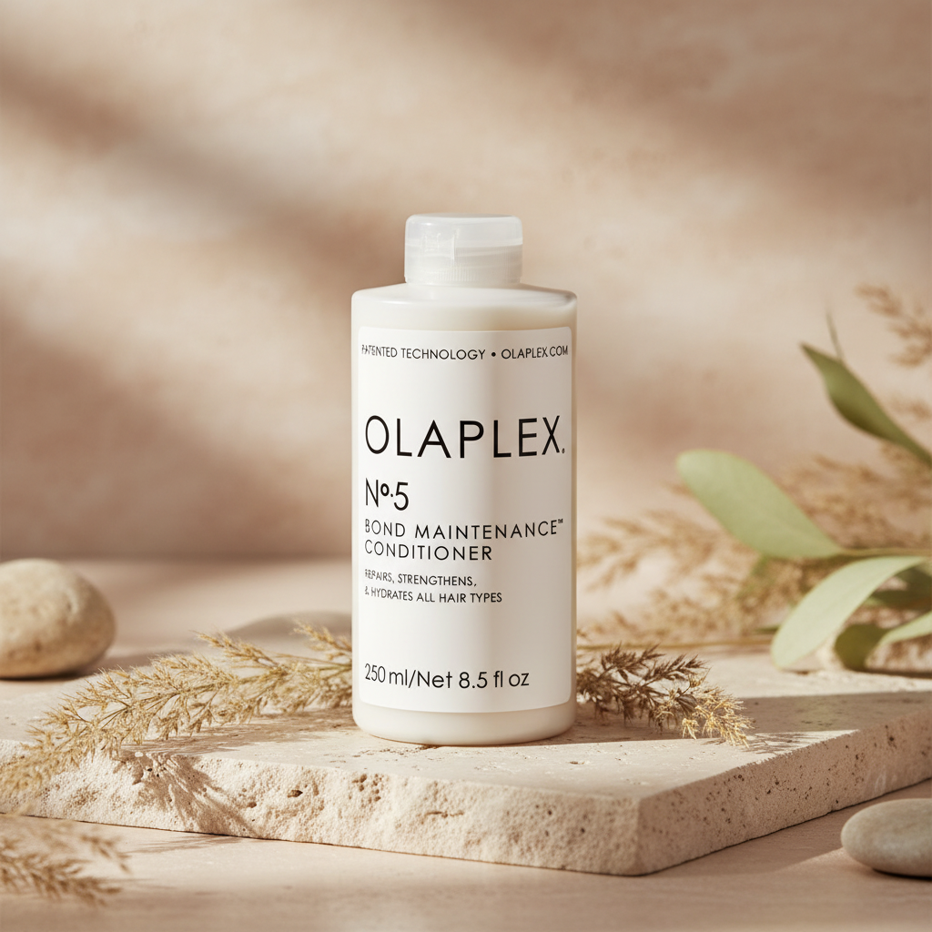 OLAPLEX No.5 Bond Maintenance Conditioner in soft outdoor light