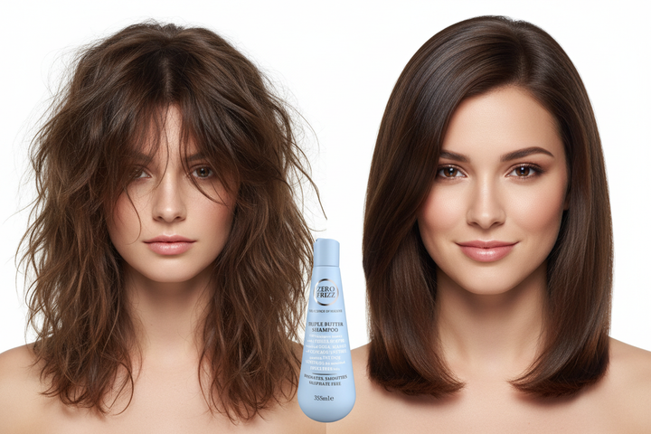 Zero Frizz Triple Butter Shampoo before and after