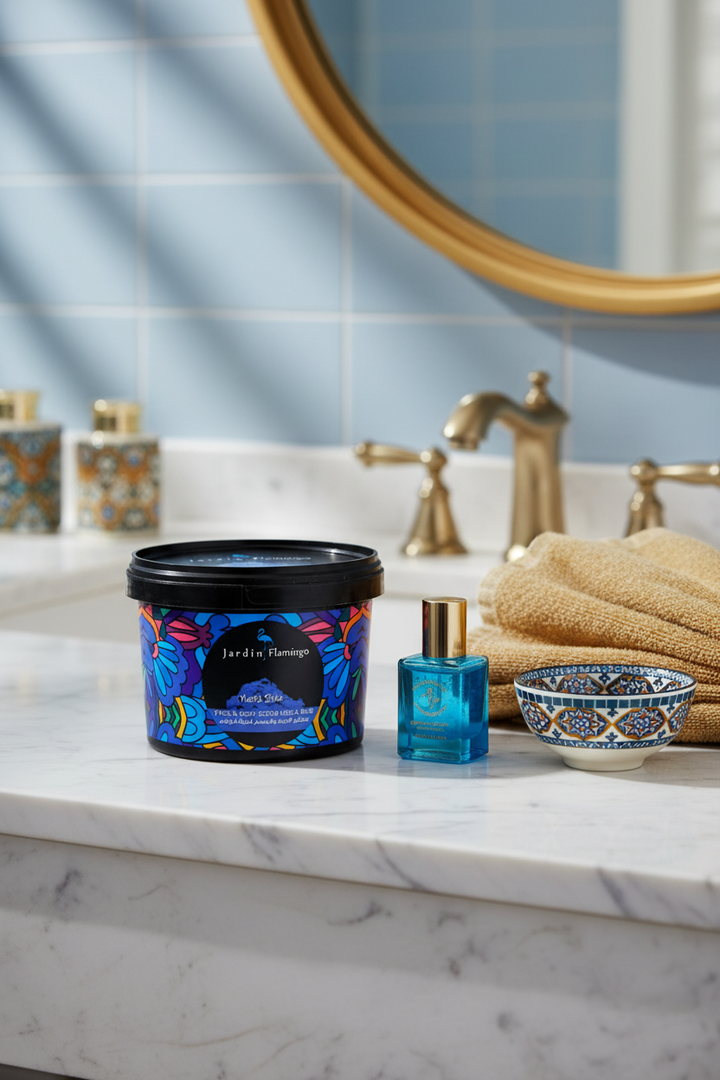 Neela Blue scrub indoor setting