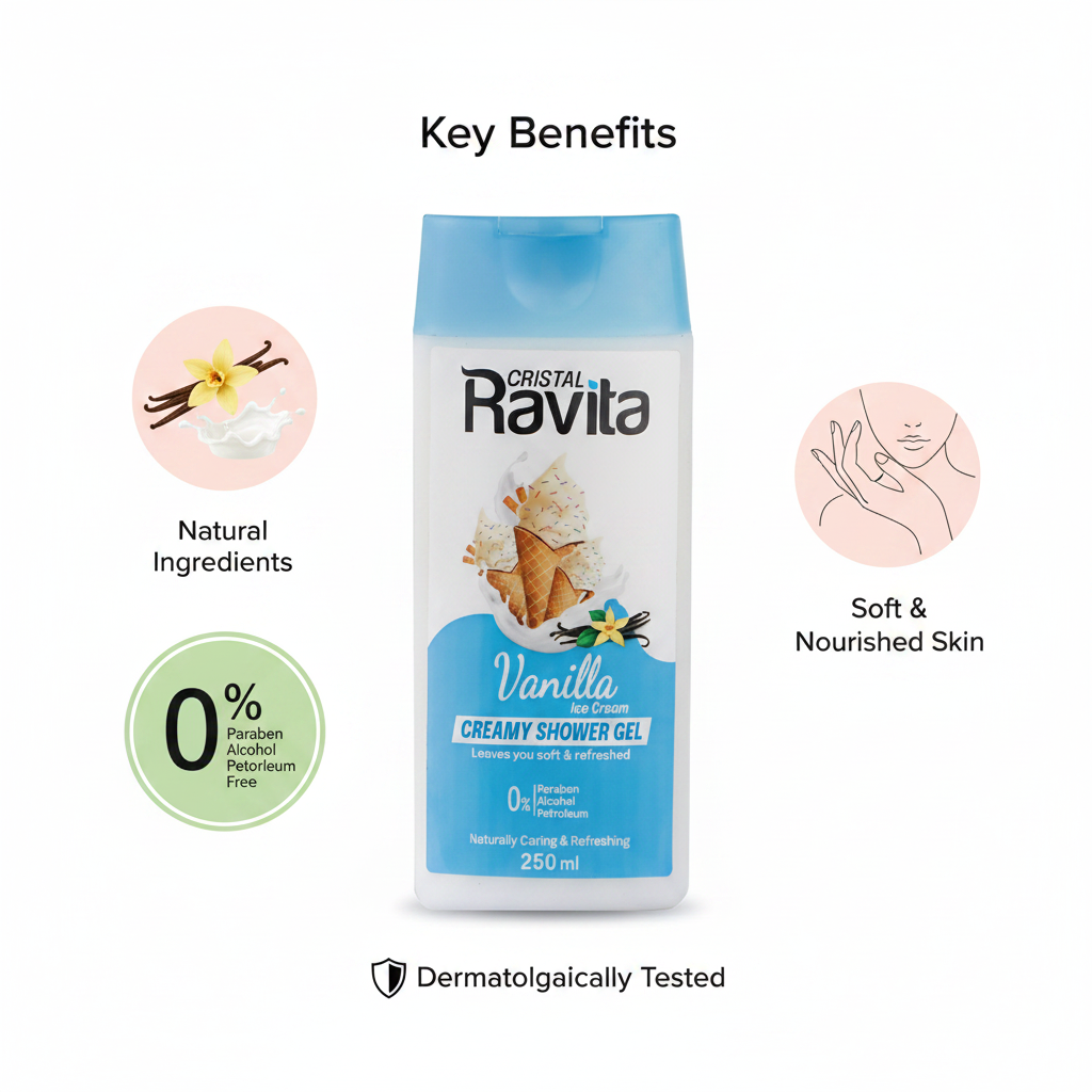 Ravita Vanilla Ice Cream Shower Gel - Benefits