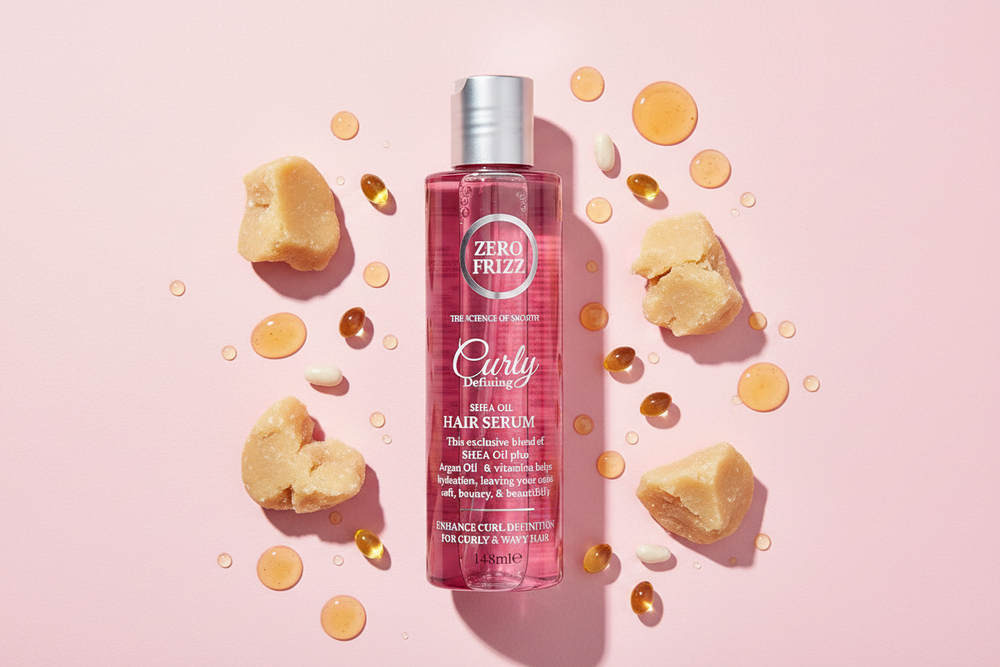 Zero Frizz Shea Oil Hair Serum - Flat Lay Ingredients