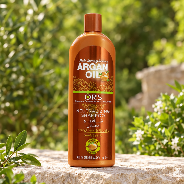 ORS Argan Oil Shampoo outdoors