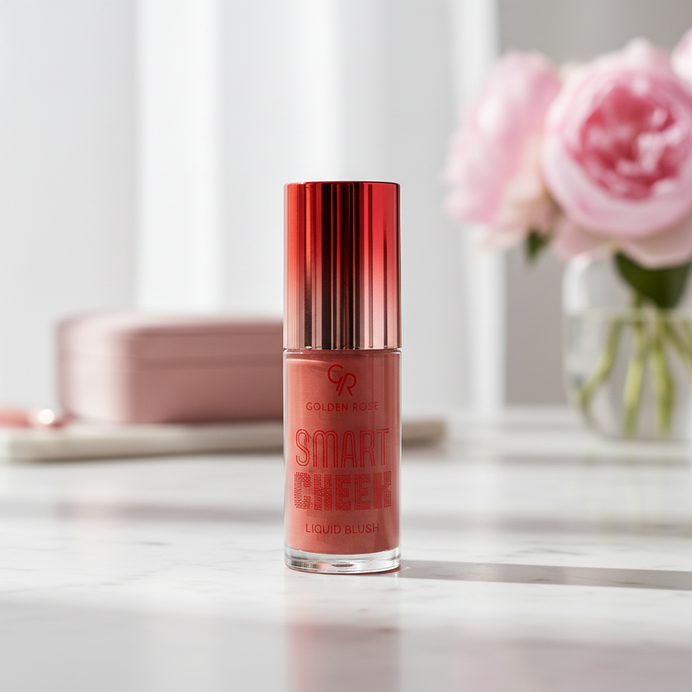 Golden Rose Smart Cheek Liquid Blush in an elegant indoor setting