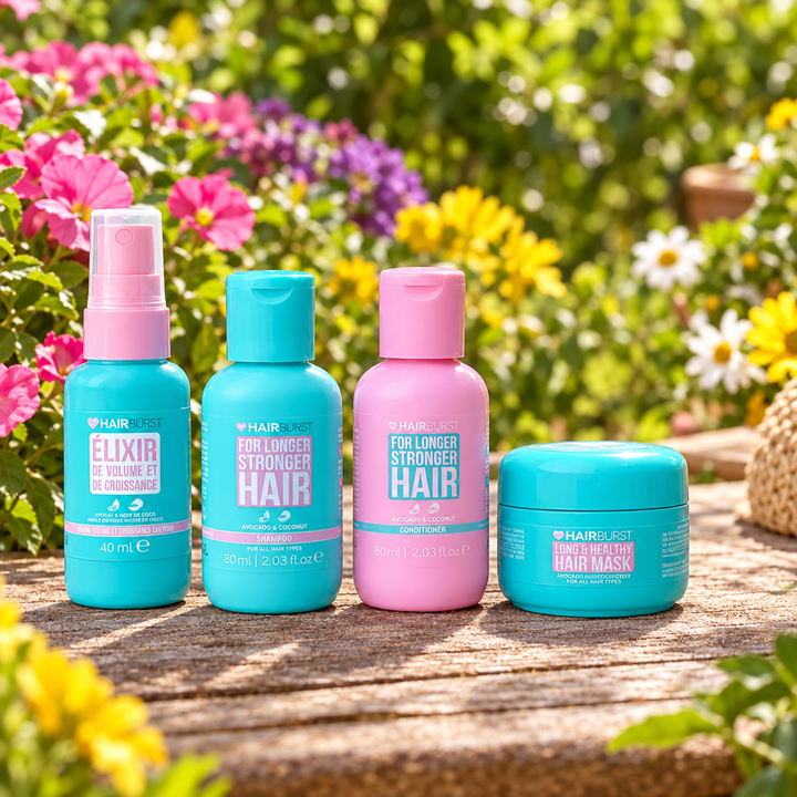 Hairburst mini avocado coconut four-piece set outdoors